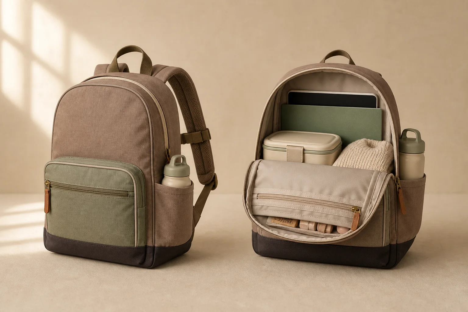 Tomei Junior 12 (TOMEI-J12-CLY), the closed 12 litre bag in Muted Clay canvas with leather trim.