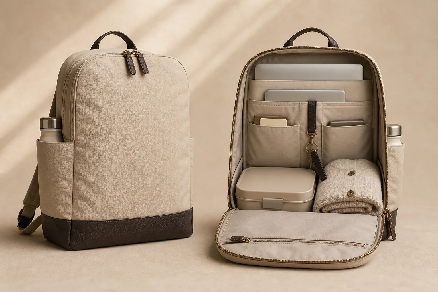 Tomei Metro 16 (TOMEI-M16-OAT), the closed 16 litre bag in Oat Canvas canvas with leather trim.